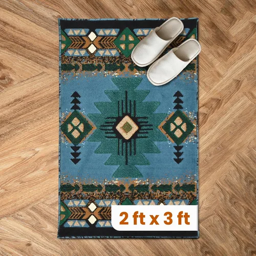 Vista 35 de YHSF South West - alfombra estilo nativo americano del suroeste C318 - fácil de limpiar, gruesa, suave, duradera, alfombra inspirada en tribus