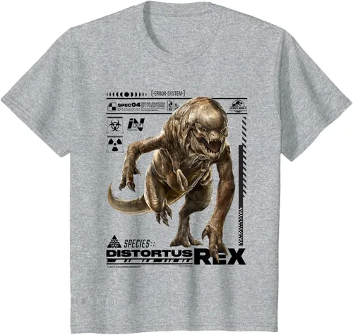 Vista 9 de Jurassic World Rebirth Distortus Rex Ingen Species File Camiseta Gris Oscuro