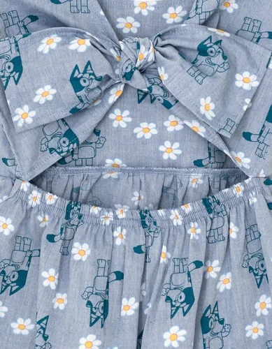 Vista 5 de Bluey Vestido skater de cambray floral de bebé a niño grande