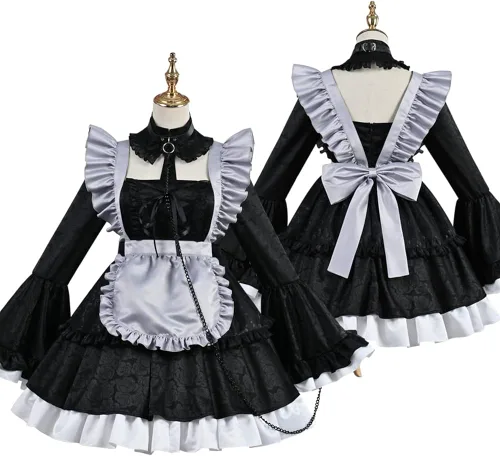 Vista 3 de MROZUL My Dress Up - Disfraz de cosplay de Marin Kitagawa, falda de vestido de sirvienta para Halloween, traje de Lolita
