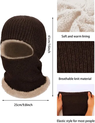 Vista 3 de 2 máscaras faciales de invierno para esquí, pasamontañas de punto cálido para hombres y mujeres, forro polar resistente al viento para deportes al