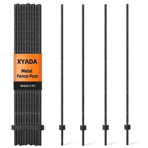 Vista 12 de XYADA Postes de Valla de Servicio Pesado de Metal, Poste en U para Cercado en Jardín, Patio y Alambre Exterior (4 PIES - Paquete de 8)