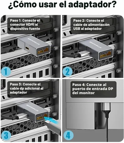 Vista 6 de Adaptador HDMI a DisplayPort 4K a 60Hz, unidireccional-1Pack