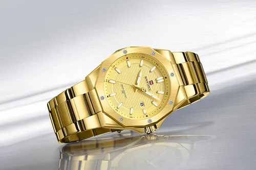 Vista 2 de NAVIFORCE Reloj de acero inoxidable para hombre analógico de cuarzo resistente al agua para deportes de negocios casual con calendario y fecha