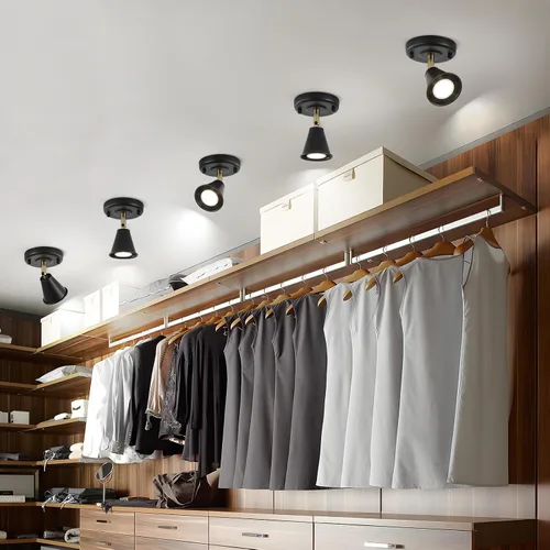 Vista 5 de Lámpara de techo moderna de montaje empotrado, cabezal direccional ajustable, luces negras para interiores, luz de pista única montada