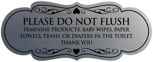 Vista 51 de Signs ByLITA Designer Please Do Not Flush Etiqutte Letrero (negro) - Pequeño 1 paquete