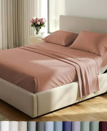 Vista 31 de California Design Den Juego de sábanas de lujo tamaño Queen, 800 hilos, 100% satén de algodón para cama tamaño Queen, juego de ropa de cama con Beige