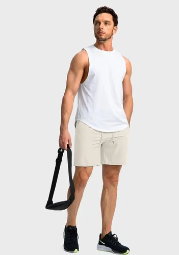 Vista 6 de Pantalones deportivos para hombres, pantalones cortos livianos y de secado rápido para gimnasio y entrenamiento atlético con bolsillos