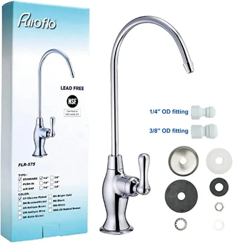 Vista 5 de Grifo de ósmosis inversa cromado, grifo de agua potable sin plomo certificado NSF para sistema de filtración de agua debajo del fregadero y sistema