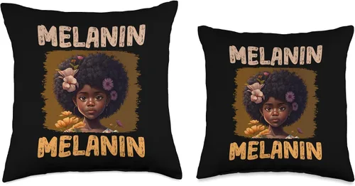 Vista 3 de Cute Melanin Afro Natural Hair Queen Black Girl Magic Pride Throw Pillow
