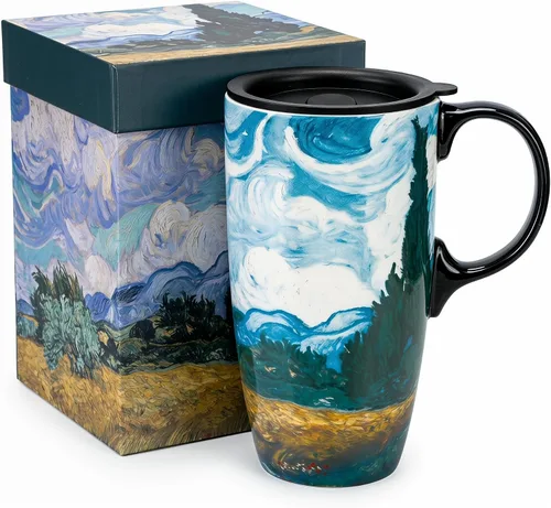 Vista 13 de Topadorn Taza de Cerámica de Porcelana Taza de Café The Great Wave Taza de Café con Caja de Regalo, 13 oz.