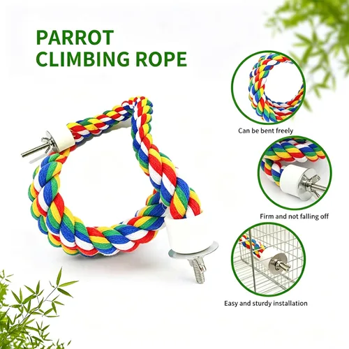 Vista 3 de Perca para pájaros, perca de cuerda para pájaros y percha de cuerda, perchas para pájaros para jaula, perca de cuerda para conures, loros, cacatúa