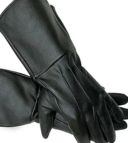 Vista 3 de SI Guantes de cuero sin forro para hombre, diseño de espada