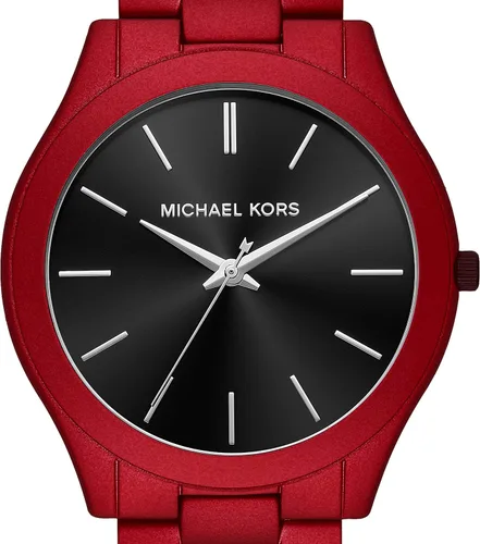 Vista 4 de Reloj Michael Kors Slim Runway de acero inoxidable MK8712 - Pista delgada talla única Esfera rojanegra