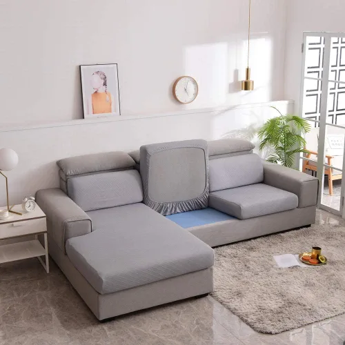 Vista 11 de Protege el cojín del sofá, funda de asiento de silla/sofá biplaza, protectores de cojín de alta elasticidad, poliéster y elastano, protege el cojín