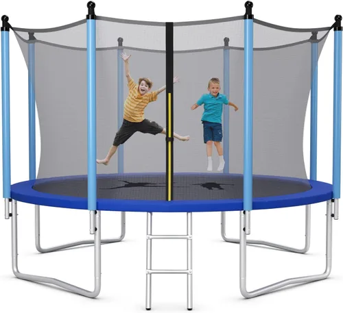 Vista 10 de Giantex Trampolín para niños y adultos, aprobado por ASTM 8, 10, 12, 14, 15, 16 pies, trampolín grande con escalera, tubos de acero de grosor