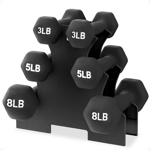 Vista 10 de BalanceFrom Neoprene Dumbbell Set with Rack - Non-Slip Strength Training Weights for Home Gym & Fitness Equipment, Multiple Sizes