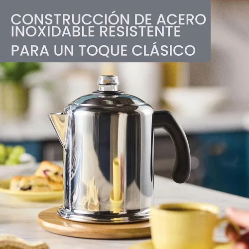 Vista 4 de Farberware Classic Yosemite - Percolador de café de acero inoxidable, 8 tazas, color plateado