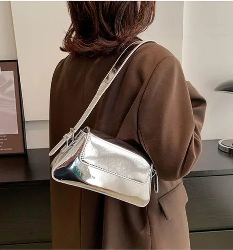 Vista 3 de Bolso de noche para mujer, Y2k, plateado, bolso hobo, bolso de mano, bolso de mano, bolso de mano, bolso de fiesta, bolso de mano, bolsos cruzados