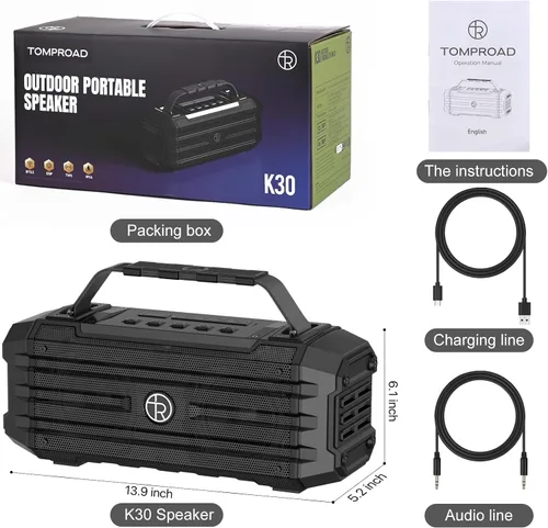Vista 7 de Altavoz Bluetooth de 120W Pico 80W Portátil Inalámbrico Hi-Fi Fuerte para Exteriores IPX6 Impermeable Altavoces Grandes para Fiestas con Graves