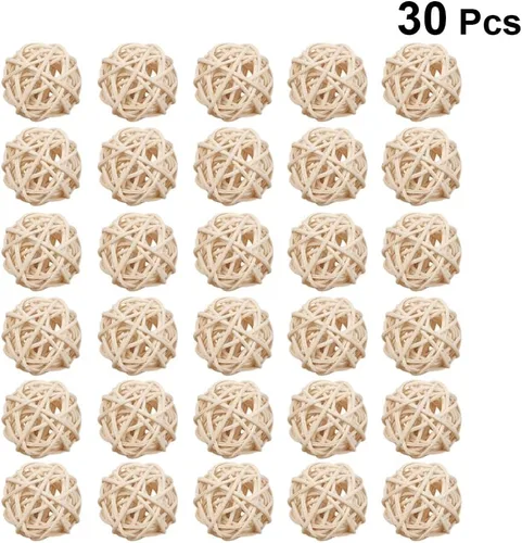 Vista 6 de DECHOUS 30 bolas pequeñas de ratán, bolas decorativas para centros de mesa, rellenos de cuencos de mimbre de 1.18 pulgadas, accesorios
