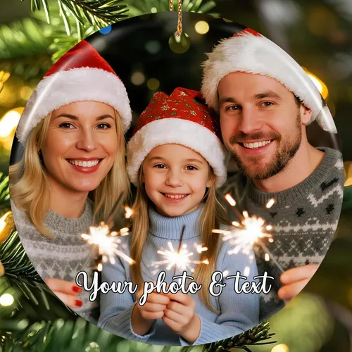 Vista 20 de Adornos de Navidad personalizados 2025, adorno de Navidad personalizado de doble cara, adorno de foto para árbol de Navidad para niños, mamá, papá