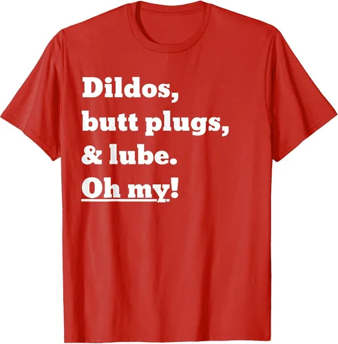 Vista 55 de Consoladores, tapones para los glúteos y lubricante. Camiseta Oh My! Azul bebé