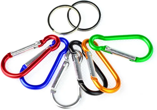 Vista 3 de 30 clips de mosquetón de 2 pulgadas con llaveros de aluminio con anillo en D