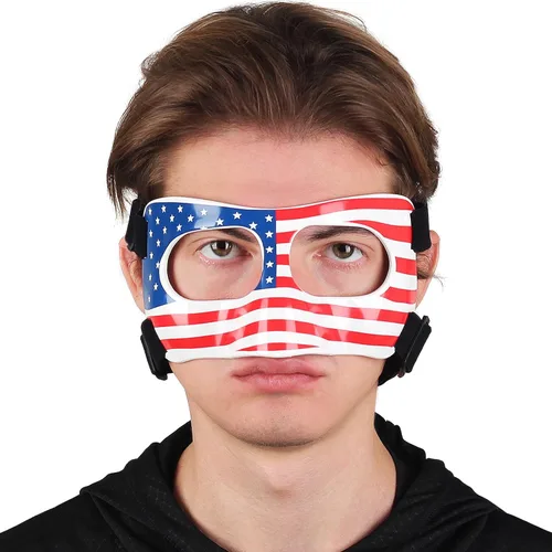 Vista 2 de QK01US - Protector de nariz para nariz rota, máscara de protección facial, máscara ajustable de bandera estadounidense, media máscara de mascarada