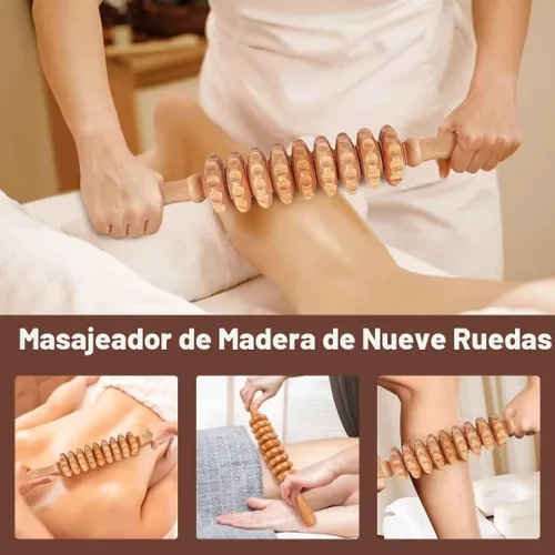 Vista 4 de JUANWAN Juego de herramientas de masaje de terapia de madera 10 en 1 Gua Sha Masajeador de madera para moldeo corporal Juego de herramientas