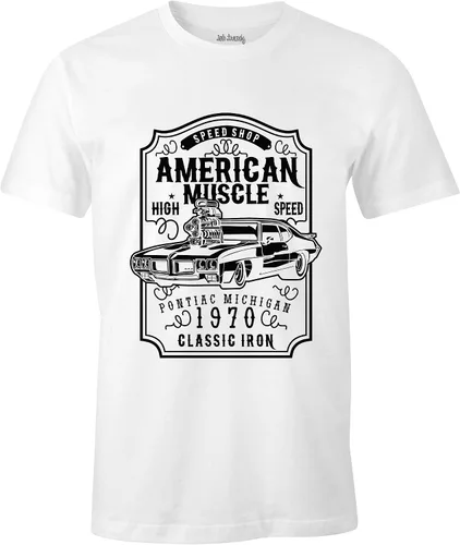 Vista 5 de Ink Trendz American Muscle Pontiac GTO Thunder Grill Racing Muscle Car Racing Mechanic camiseta gris jaspeado