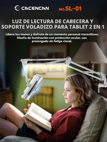 Vista 2 de CACENCAN Soporte de cuello de cisne para escritorio de cama, soporte para tableta, soporte para Kindle iPad para teléfono y tableta, soporte