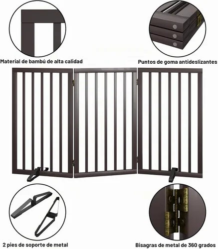 Vista 5 de Puerta para perros de 32 pulgadas de alto, puerta independiente para perros, para escaleras, puerta plegable para mascotas para perros