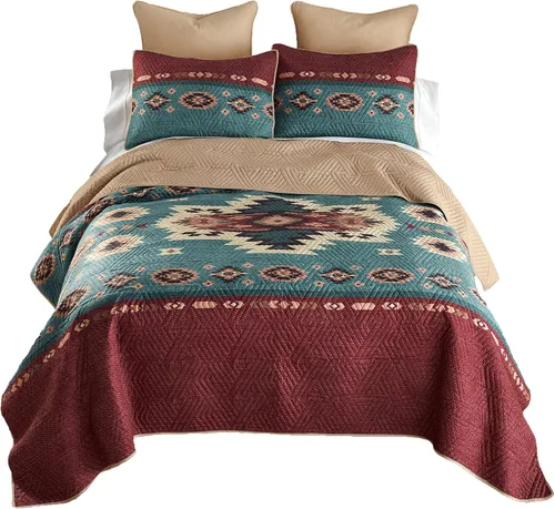 Vista 2 de Donna Sharp 25 Suroeste (Apache, Queen Set) Incluye edredón y dos fundas de almohada, lavable a máquina