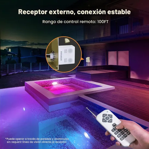 Vista 2 de SURAIELEC Luces LED de spa de 6 pulgadas, luces de piscina que cambian de color de 12 V CA para piscina enterrada, luz de spa subacuática