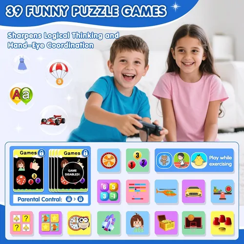 Vista 3 de MOFGDNI Reloj inteligente para niños con 39 juegos, pantalla táctil, cámara, video, reproductor de música, podómetro, calculadora, calendario