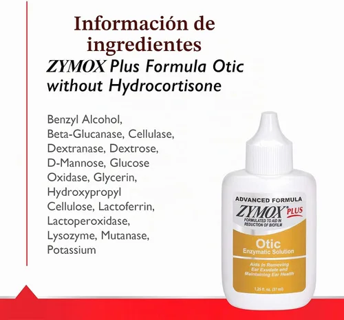 Vista 4 de Zymox Advanced Formula Otic Plus Solución enzimática para oídos para perros y gatos sin hidrocortisona, 1.25 oz