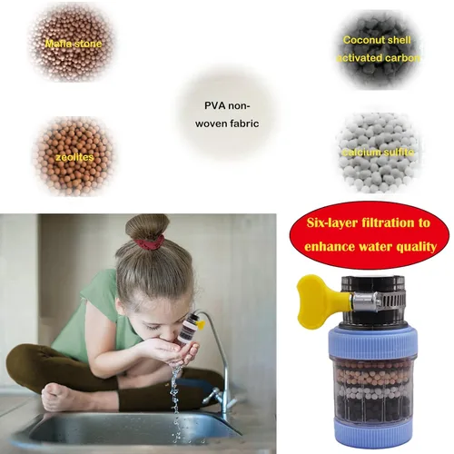 Vista 6 de Paquete de 3 filtros de montaje en grifo, purificador de filtración de grifo de cocina con carbón activado, elimina el fluoruro de cloro, metales