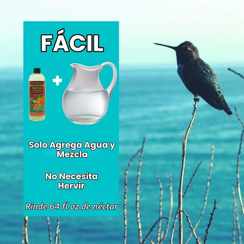 Vista 2 de Néctar de colibrí naturalmente fresco con defensor de néctar – Néctar de larga duración para comederos de colibríes – Concentrado fácil de usar