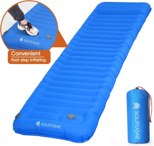 Vista 2 de Tapete de dormir autoinflable para campamento, almohadilla de campamento ancha y gruesa con almohada, cama ligera de aire individual, impermeable