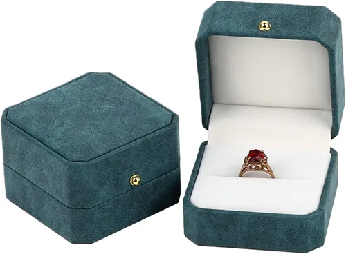 Vista 6 de Joyero organizador para mujeres y niñas preciosa caja de anillos de terciopelo antiguo caja de compromiso caja de recuerdo anillo de fotos de novia