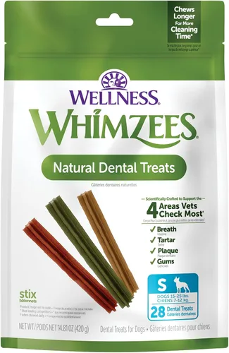 Vista 16 de WHIMZEES by Wellness Stix - Masticables dentales naturales para perros, golosinas de larga duración, sin granos, refresca el aliento, raza extra