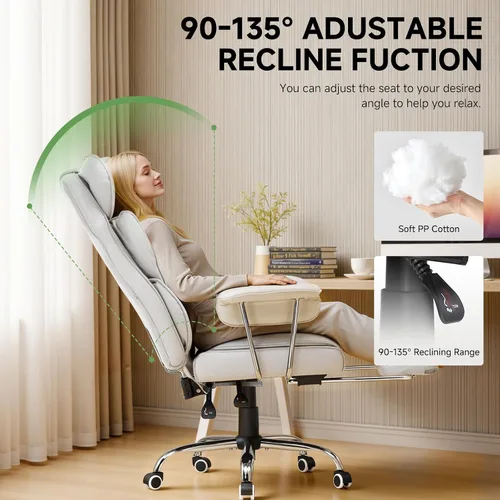 Vista 8 de COMHOMA Silla de juegos grande y alta con soporte lumbar de resorte de bolsillo, silla de oficina ergonómica con reposapiés, silla de escritorio