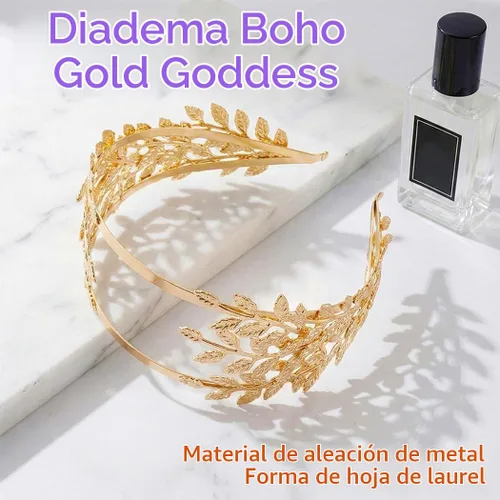 Vista 8 de Brishow Diadema de corona de hoja dorada, diosa griega, diadema de laurel para mujer Dorado