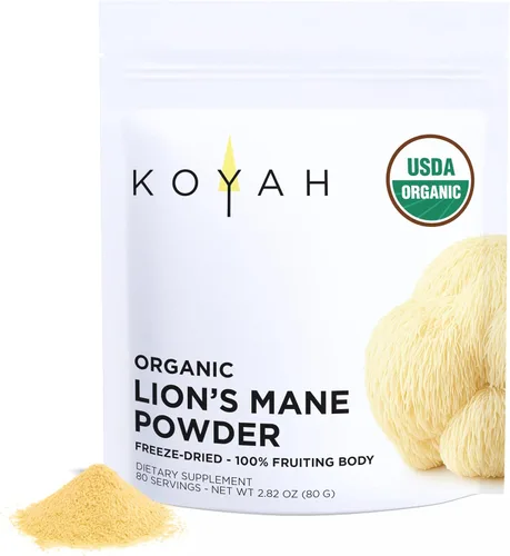 Vista 9 de KOYAH - Cápsulas orgánicas de hongo melena de león, liofilizadas: 60 unidades 100% Fruiting Body, USA Grown, 500 mg per Capsule, 3rd Party Tested