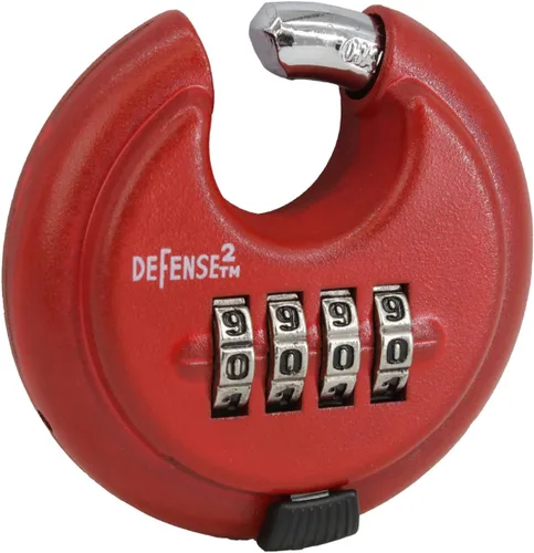 Vista 5 de Candado de disco rojo para unidad de almacenamiento, cerradura de combinación de 4 dígitos, candado para exteriores, resistente a la intemperie, 6