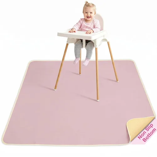 Vista 11 de Basumee Tapete de salpicaduras para silla de bebé, impermeable, tapete de juego para debajo de la silla alta, tapete para atrapar alimentos