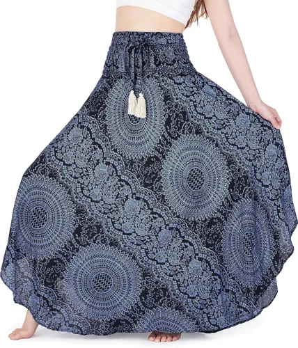 Vista 22 de Lannaclothesdesign - Falda larga para mujer de estilo bohemio, gitano, hippie, ropa de falda boho Rosa doble negra