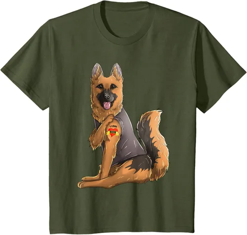 Vista 8 de Camiseta de perro con tatuaje de pastor alemán I Love Mom para el día de la madre, Negro, S