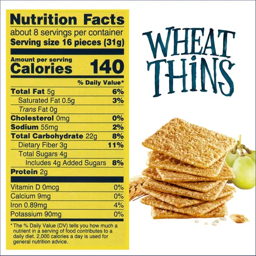 Vista 2 de Wheat Thins Galletas Integrales con un Toque de Sal de Grano Entero de Baja Sodio, 6 Cajas de 9.1 oz Cada Una